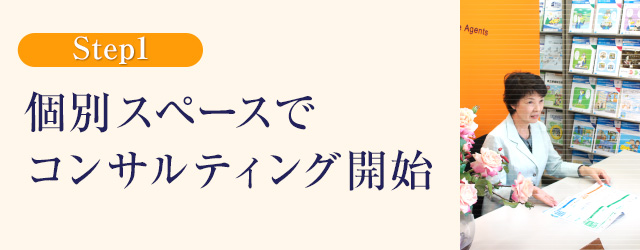 個別スペースでコンサルティング開始